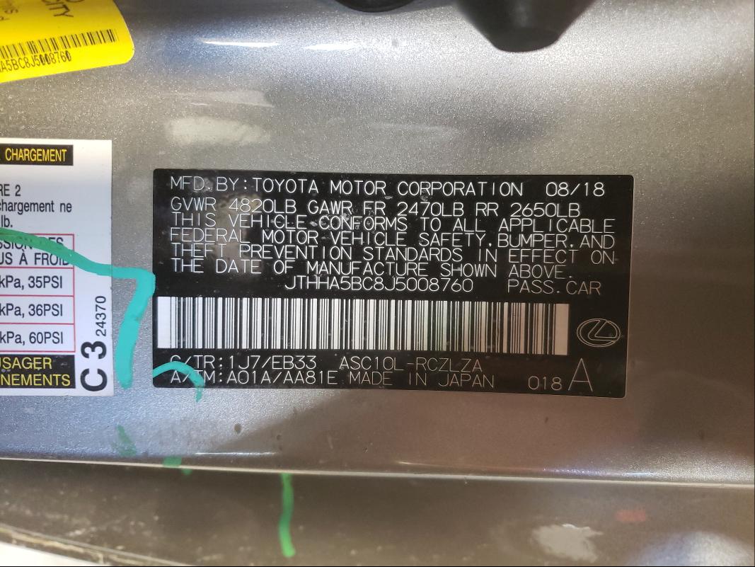 2018 LEXUS RC 300 JTHHA5BC8J5008760