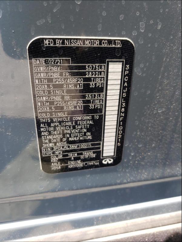 2022 INFINITI QX55 SENSO 3PCAJ5L38NF100215