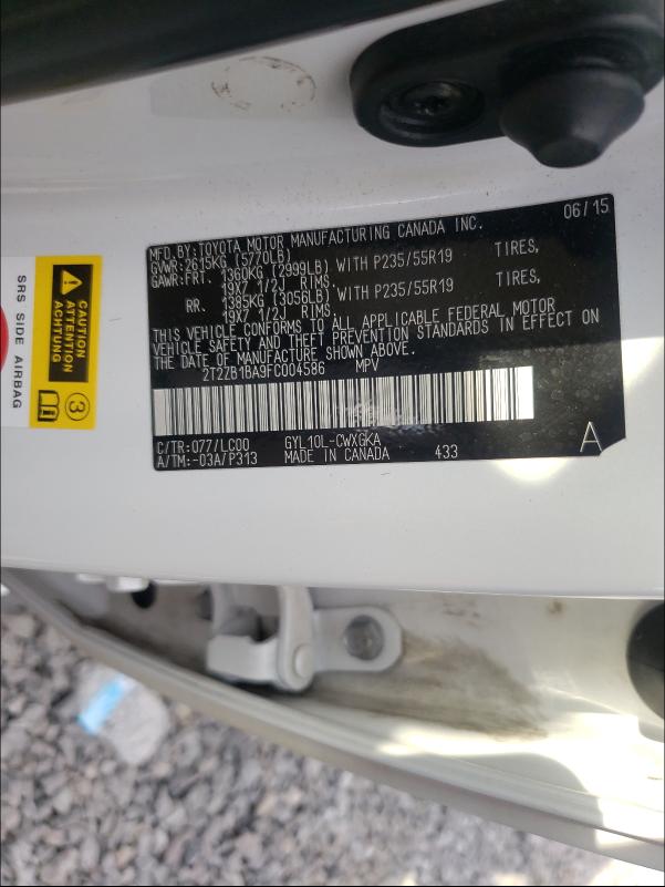 2015 LEXUS RX 450H 2T2ZB1BA9FC004586