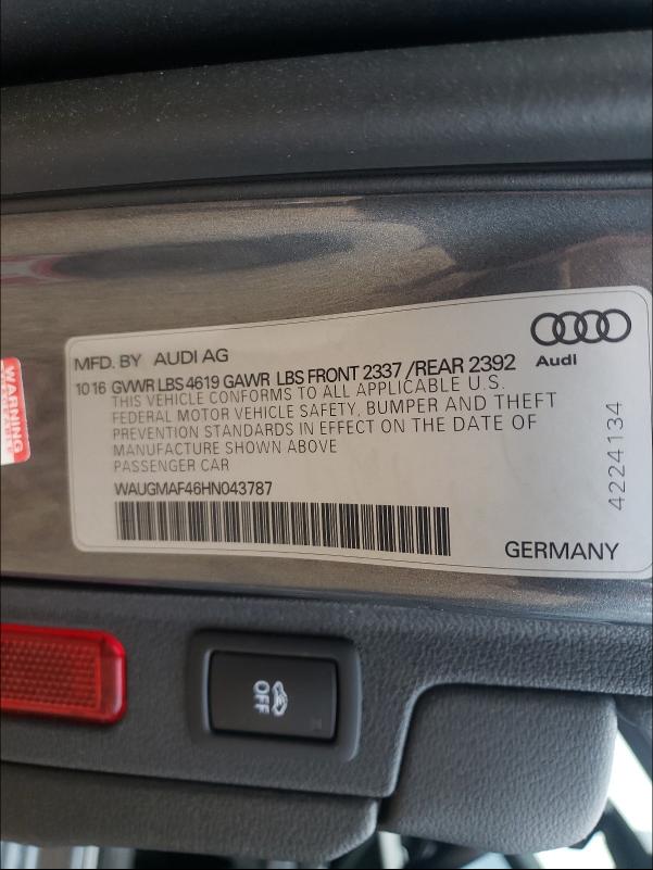 2017 AUDI A4 ULTRA P WAUGMAF46HN043787