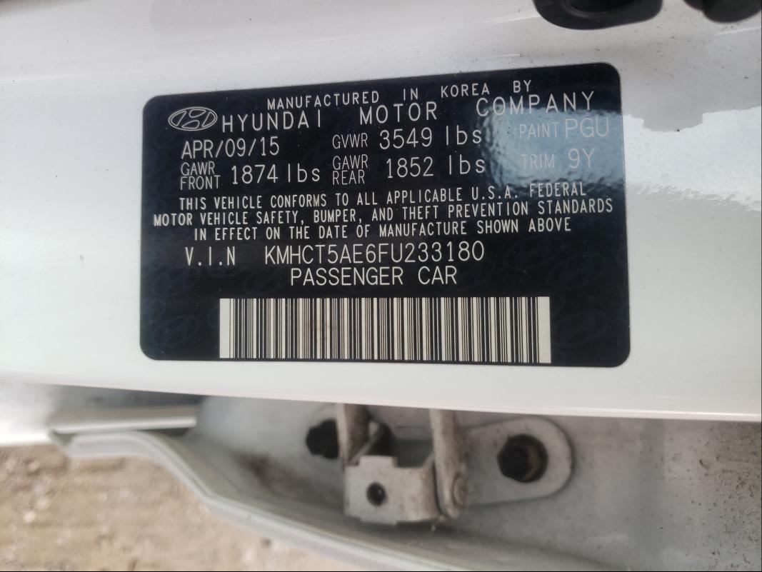 2015 HYUNDAI ACCENT GS KMHCT5AE6FU233180