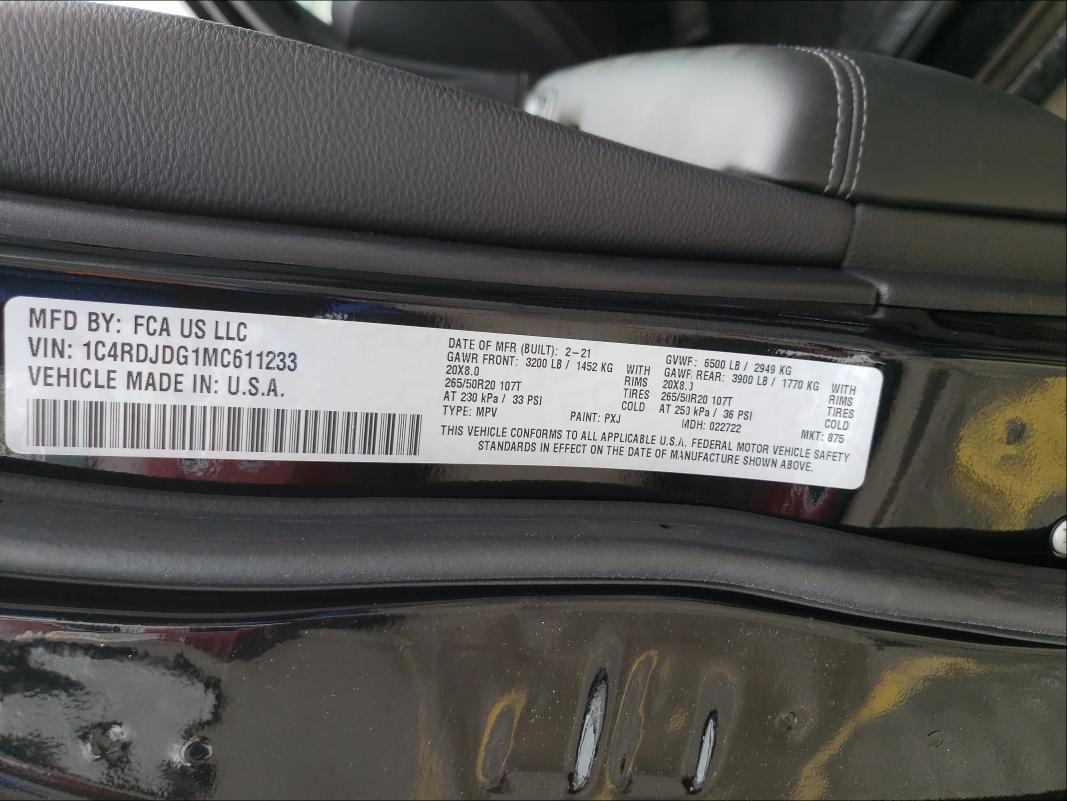 2021 DODGE DURANGO GT 1C4RDJDG1MC611233