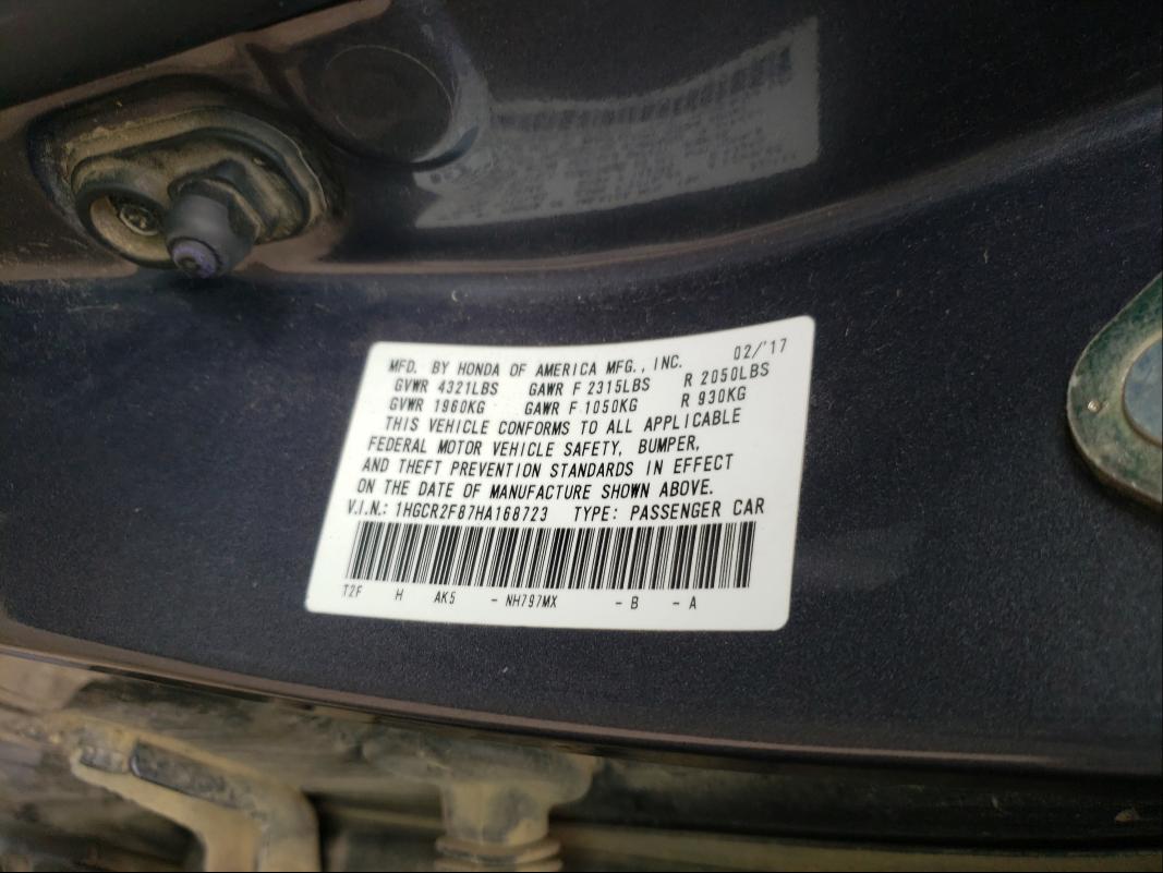 2017 HONDA ACCORD EXL - 1HGCR2F87HA168723