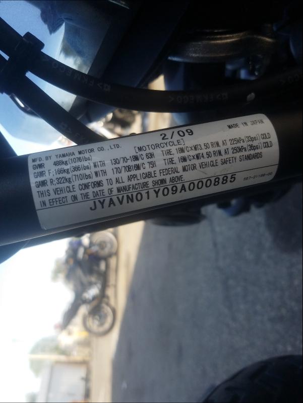 2009 YAMAHA XVS950 AC JYAVN01Y09A000885