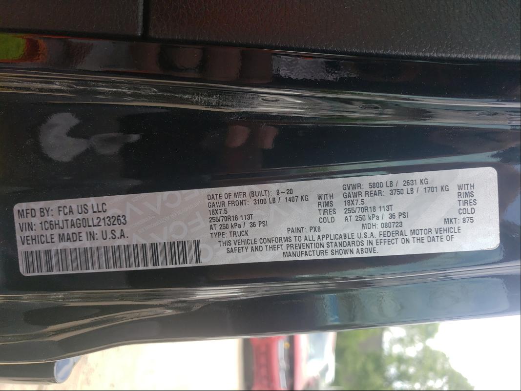 2020 JEEP GLADIATOR 1C6HJTAG0LL213263