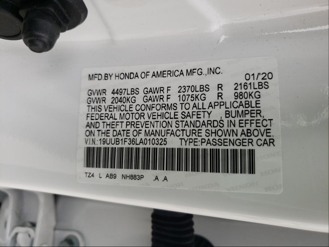 2020 ACURA TLX 19UUB1F36LA010325