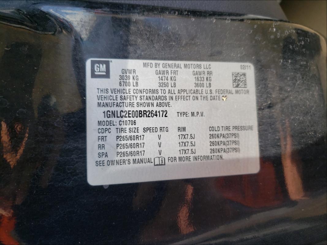 2011 CHEVROLET TAHOE POLI 1GNLC2E00BR264172