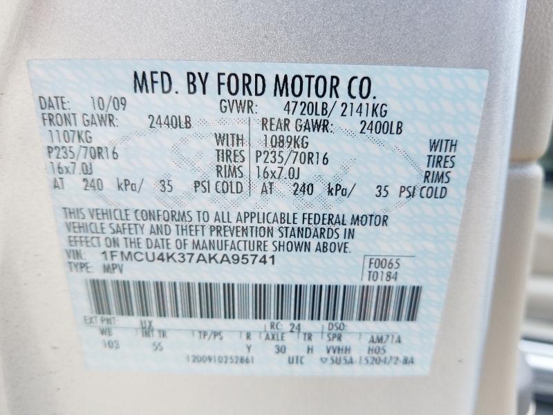 2010 FORD ESCAPE HYB 1FMCU4K37AKA95741