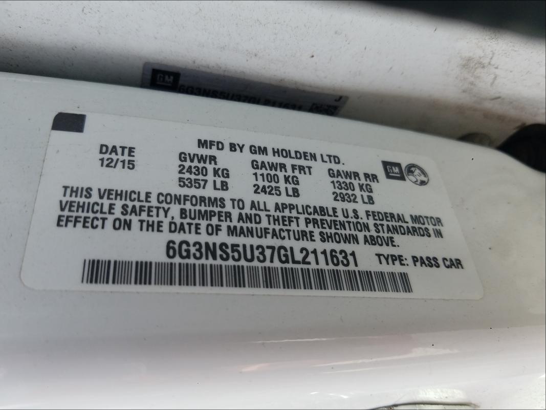 2016 CHEVROLET CAPRICE PO 6G3NS5U37GL211631