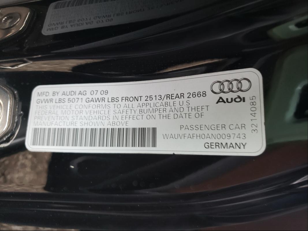 2010 AUDI A5 PRESTIG WAUVFAFH0AN009743