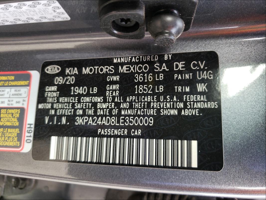 3KPA24AD8LE350009 | 2020 KIA RIO LX