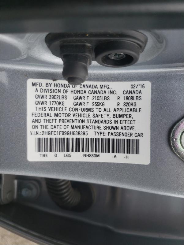 2016 HONDA CIVIC TOUR 2HGFC1F99GH638395