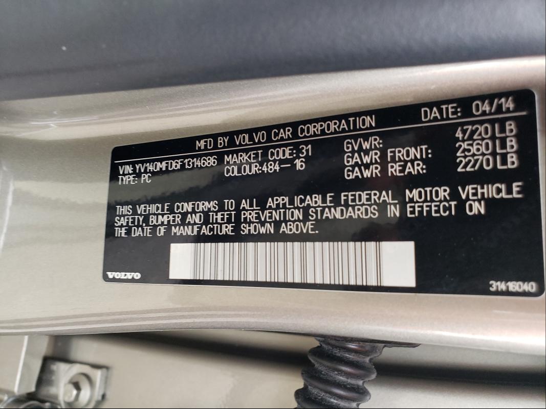 2015 VOLVO S60 PLATIN YV140MFD6F1314686