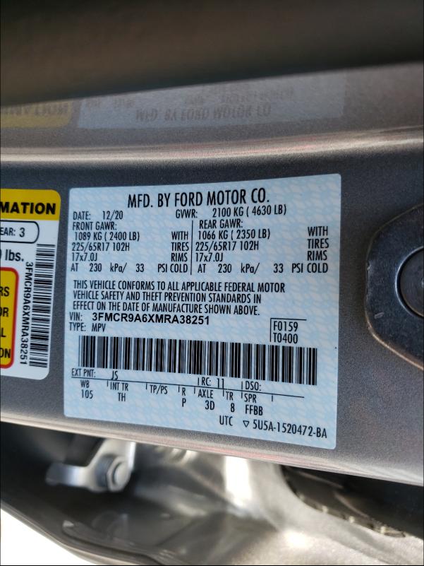 2021 FORD BRONCO SPO 3FMCR9A6XMRA38251