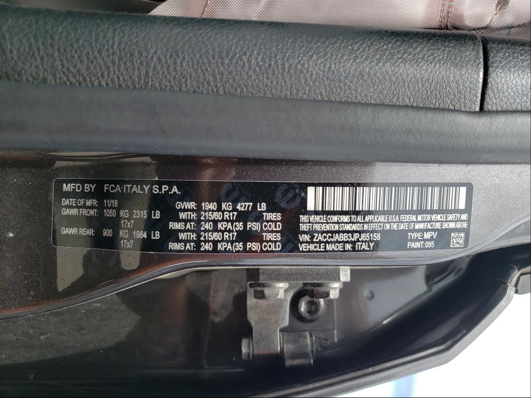 ZACCJABB3JPJ65158 Jeep Renegade L 2018. Фото: 9