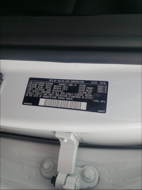 2020 VOLVO XC90 T6 MO YV4A22PK8L1570499