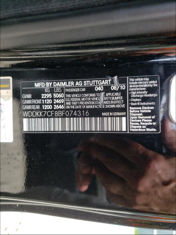 2011 MERCEDES-BENZ E 550 WDDKK7CF8BF074316