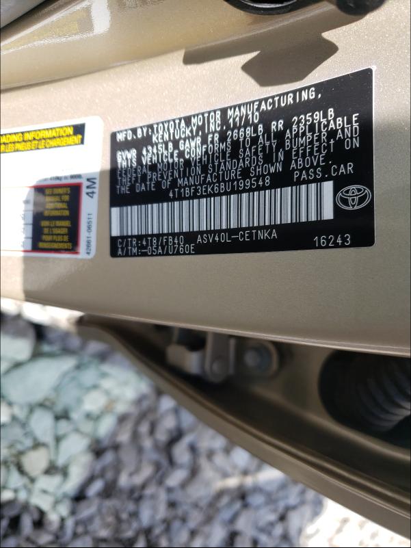 2011 TOYOTA CAMRY-LE 4T1BF3EK6BU199548