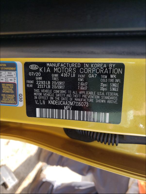 2021 KIA SELTOS S KNDEUCAA2M7116073