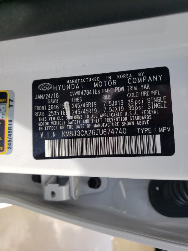 2018 HYUNDAI TUCSON VAL KM8J3CA26JU674740