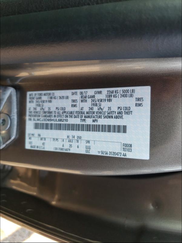 2017 LINCOLN MKC RESERV 5LMCJ3D95HUL68210