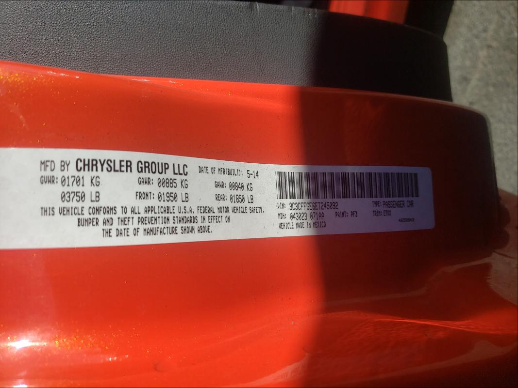2014 FIAT 500 ELECTR 3C3CFFGE6ET245092