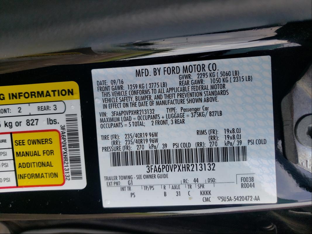 2017 FORD FUSION SPO 3FA6P0VPXHR213132