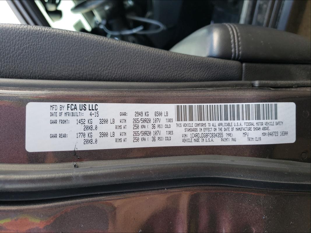 2015 DODGE DURANGO LI 1C4RDJDG8FC834355