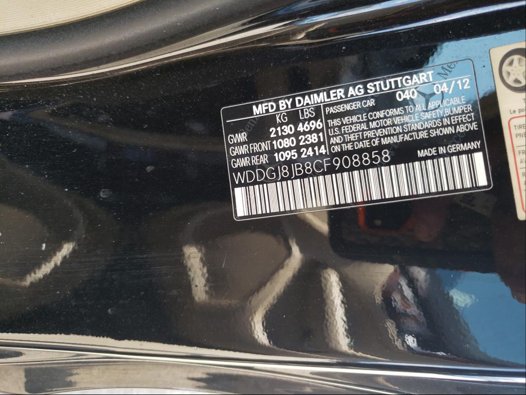 2012 MERCEDES-BENZ C 350 4MAT WDDGJ8JB8CF908858