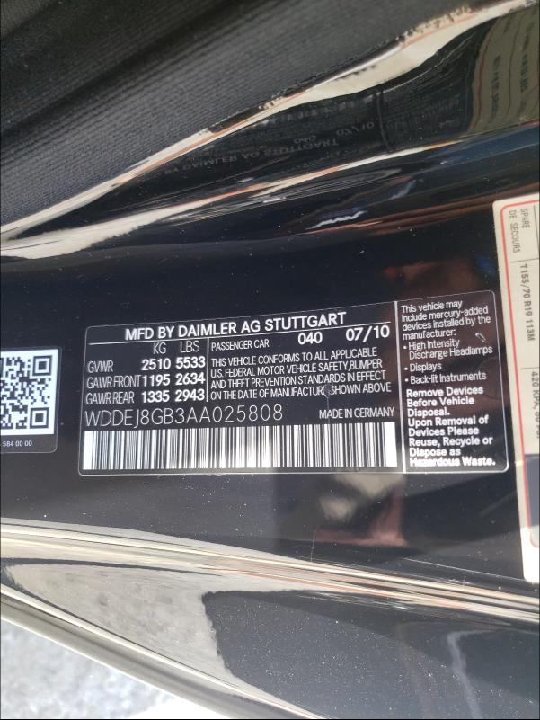 2010 MERCEDES-BENZ CL 550 4MA WDDEJ8GB3AA025808