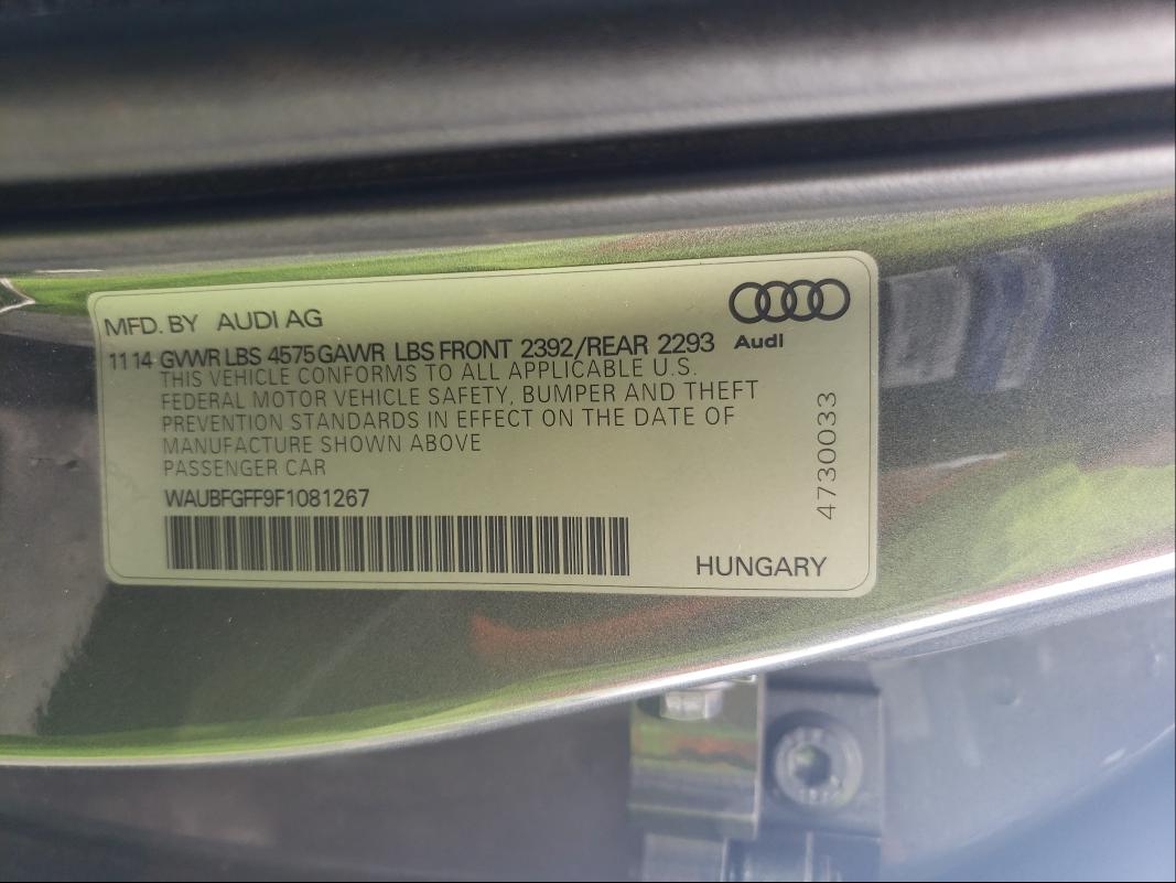 2015 AUDI S3 PREMIUM WAUBFGFF9F1081267