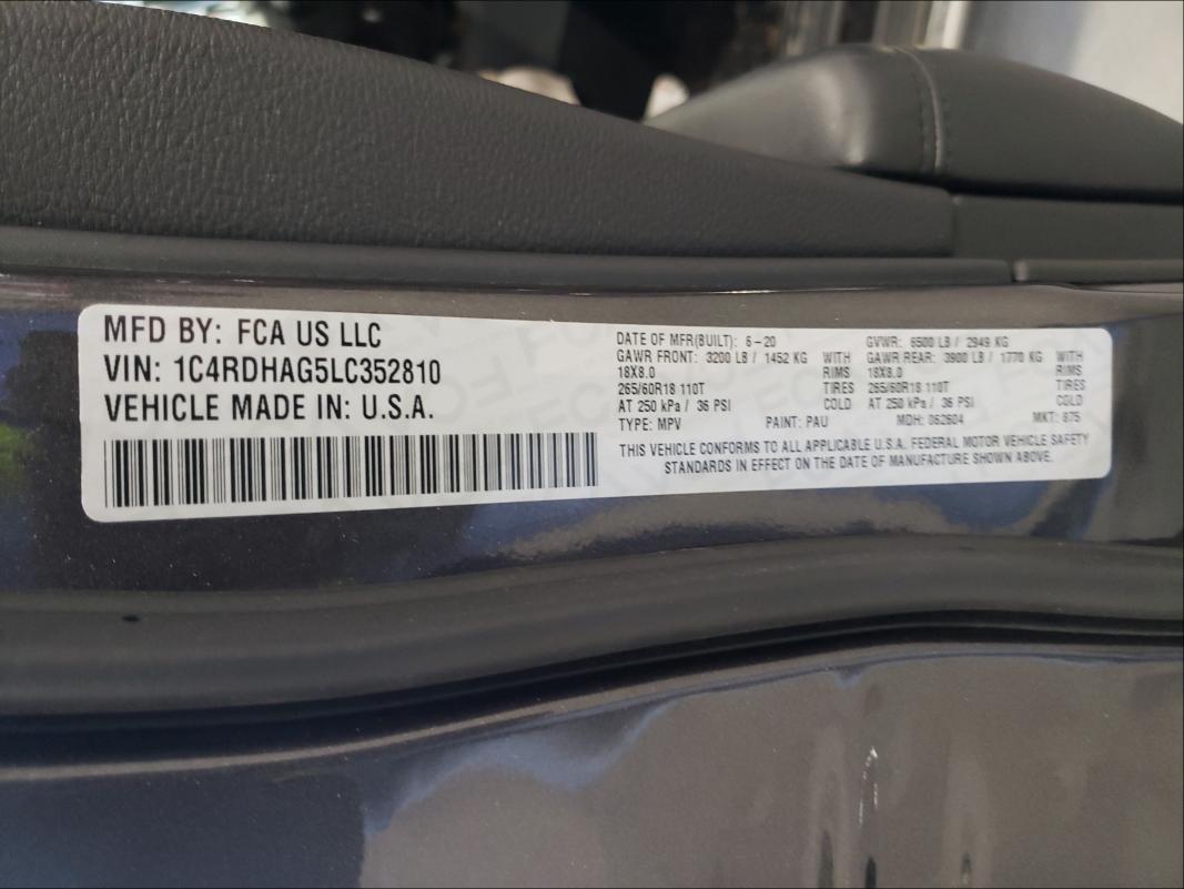 2020 DODGE DURANGO SX 1C4RDHAG5LC352810