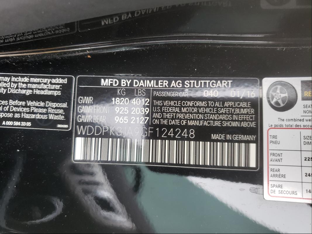 2016 MERCEDES-BENZ SLK 300 WDDPK3JA9GF124248