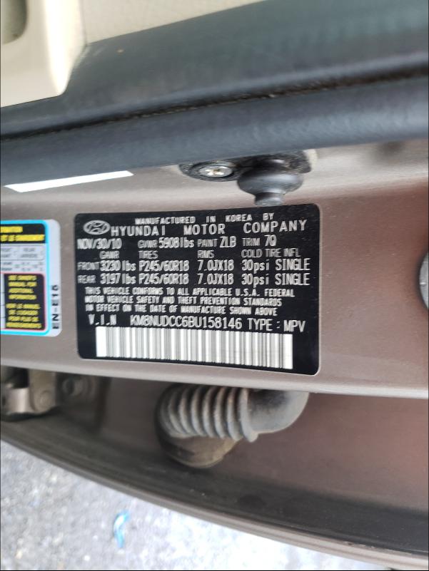 2011 HYUNDAI VERACRUZ G KM8NUDCC6BU158146