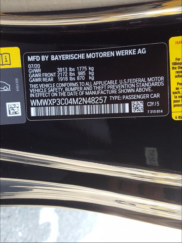2021 MINI COOPER SE WMWXP3C04M2N48257