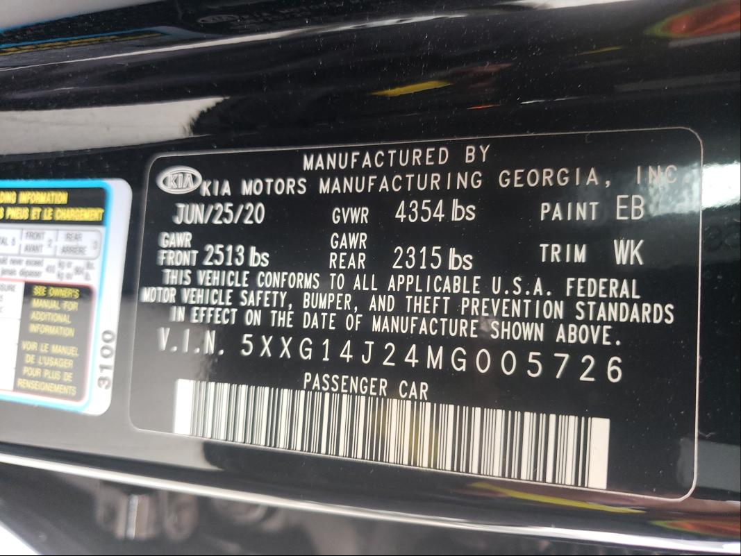 2021 KIA K5 LXS 5XXG14J24MG005726
