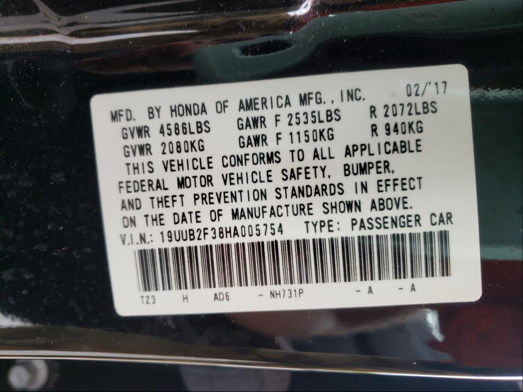2017 ACURA TLX 19UUB2F38HA005754