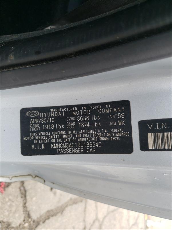 2011 HYUNDAI ACCENT GL KMHCM3AC1BU186540