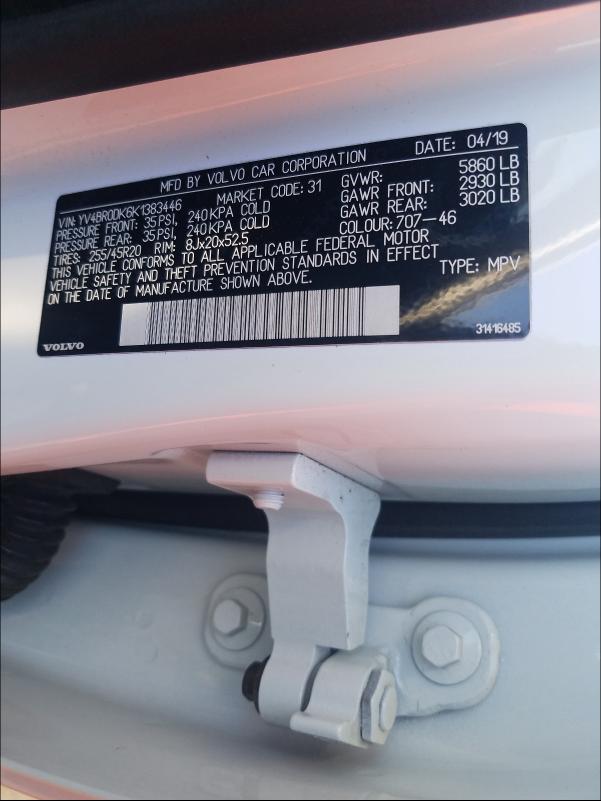 2019 VOLVO XC60 T8 MO YV4BR0DK6K1383446