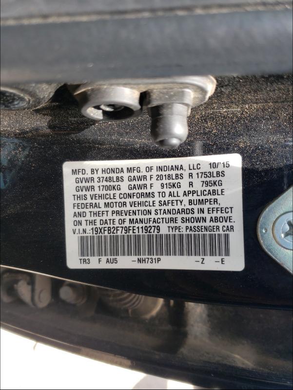 2015 HONDA CIVIC SE 19XFB2F79FE119279