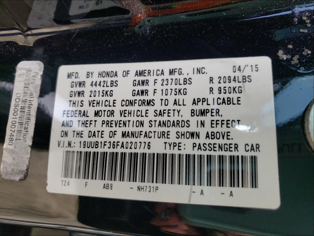 2015 ACURA TLX 19UUB1F36FA020776