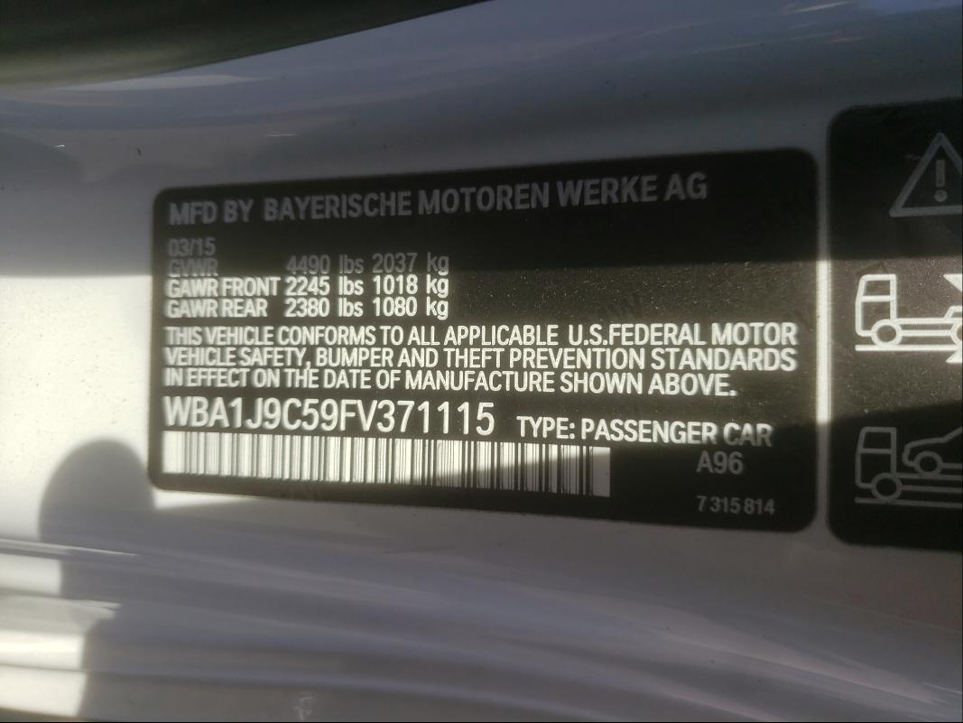 2015 BMW M235XI WBA1J9C59FV371115