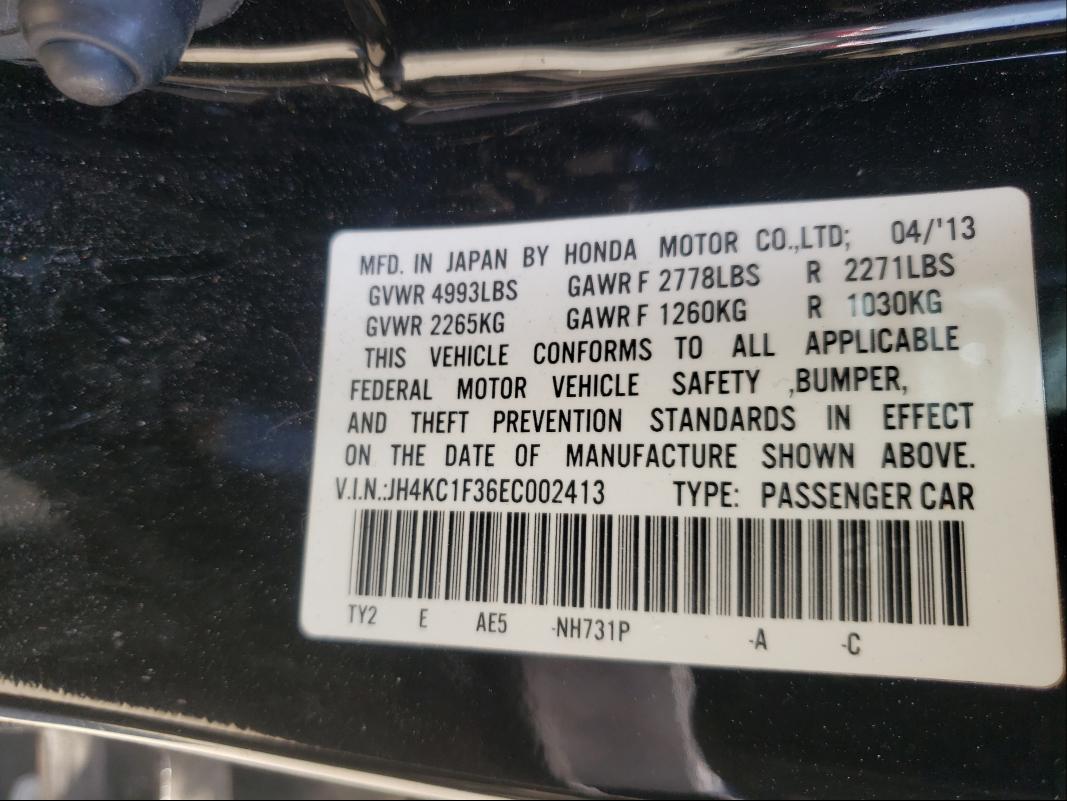 2014 ACURA RLX JH4KC1F36EC002413