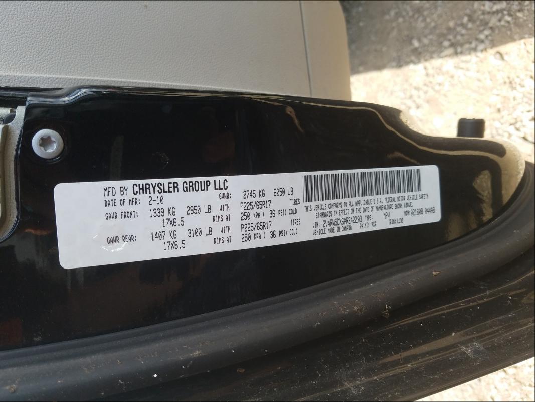 2010 VOLKSWAGEN ROUTAN 2V4RW5DX6AR242203