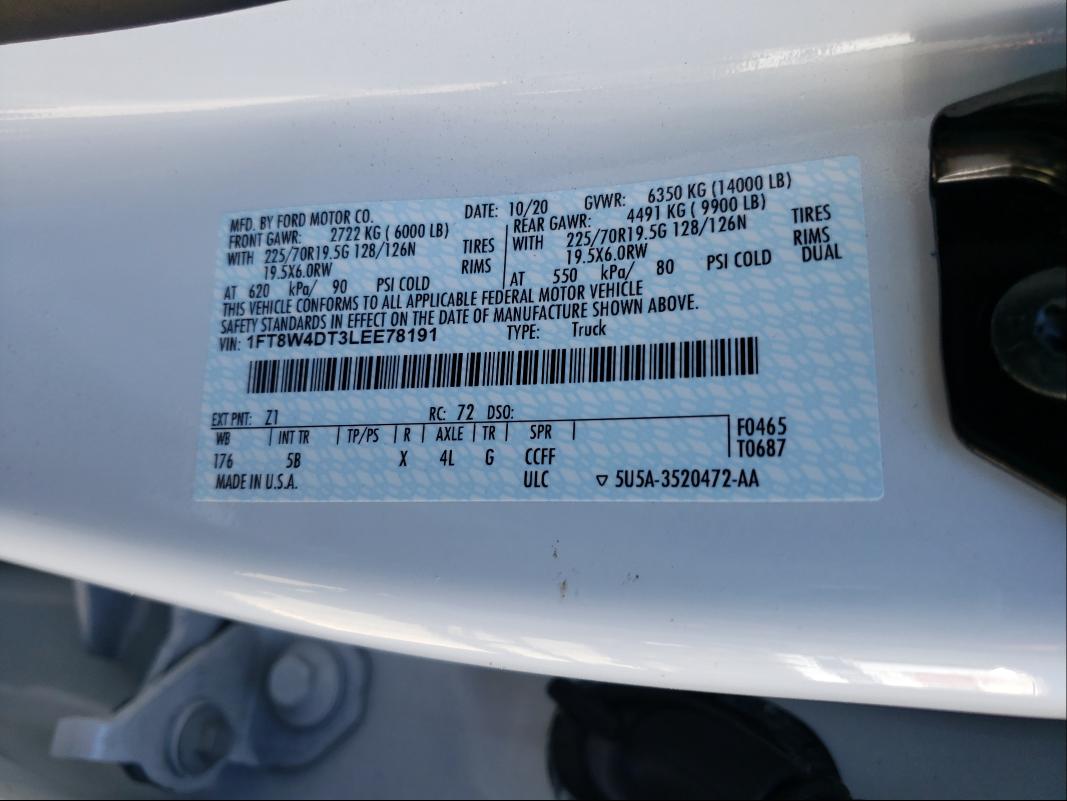 2020 FORD F450 SUPER 1FT8W4DT3LEE78191