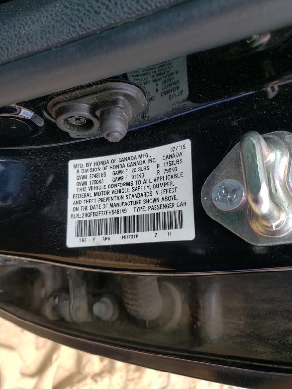 2015 HONDA CIVIC SE 2HGFB2F77FH548149
