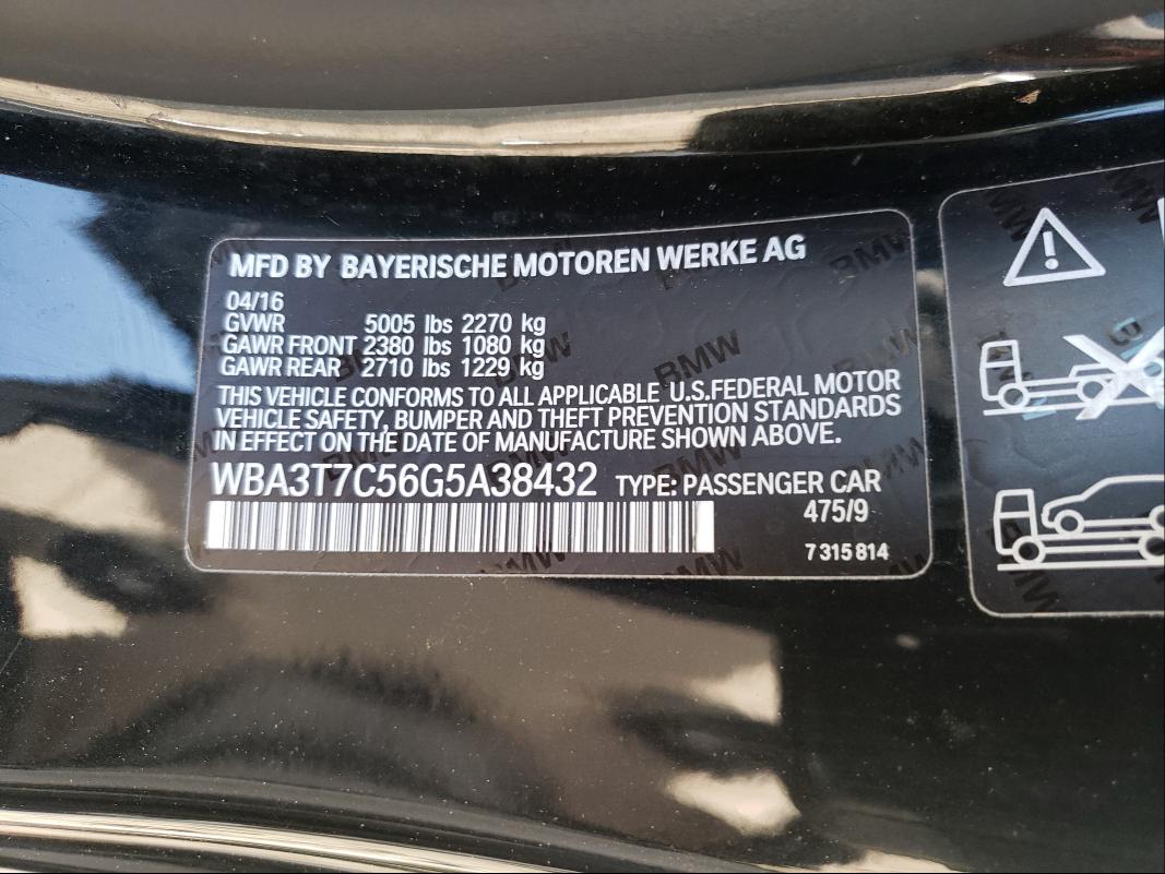 2016 BMW 435 XI WBA3T7C56G5A38432