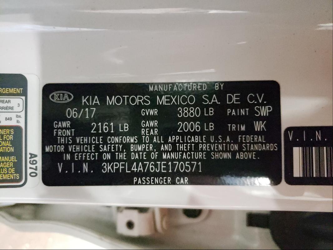 2018 KIA FORTE 3KPFL4A76JE170571