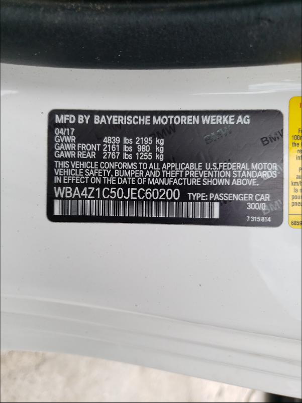 2018 BMW 430I WBA4Z1C50JEC60200