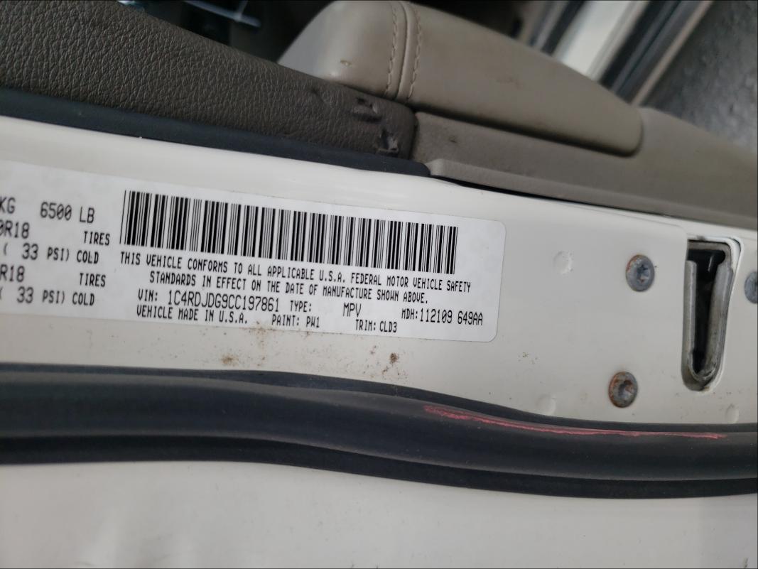 2012 DODGE DURANGO CR 1C4RDJDG9CC197861